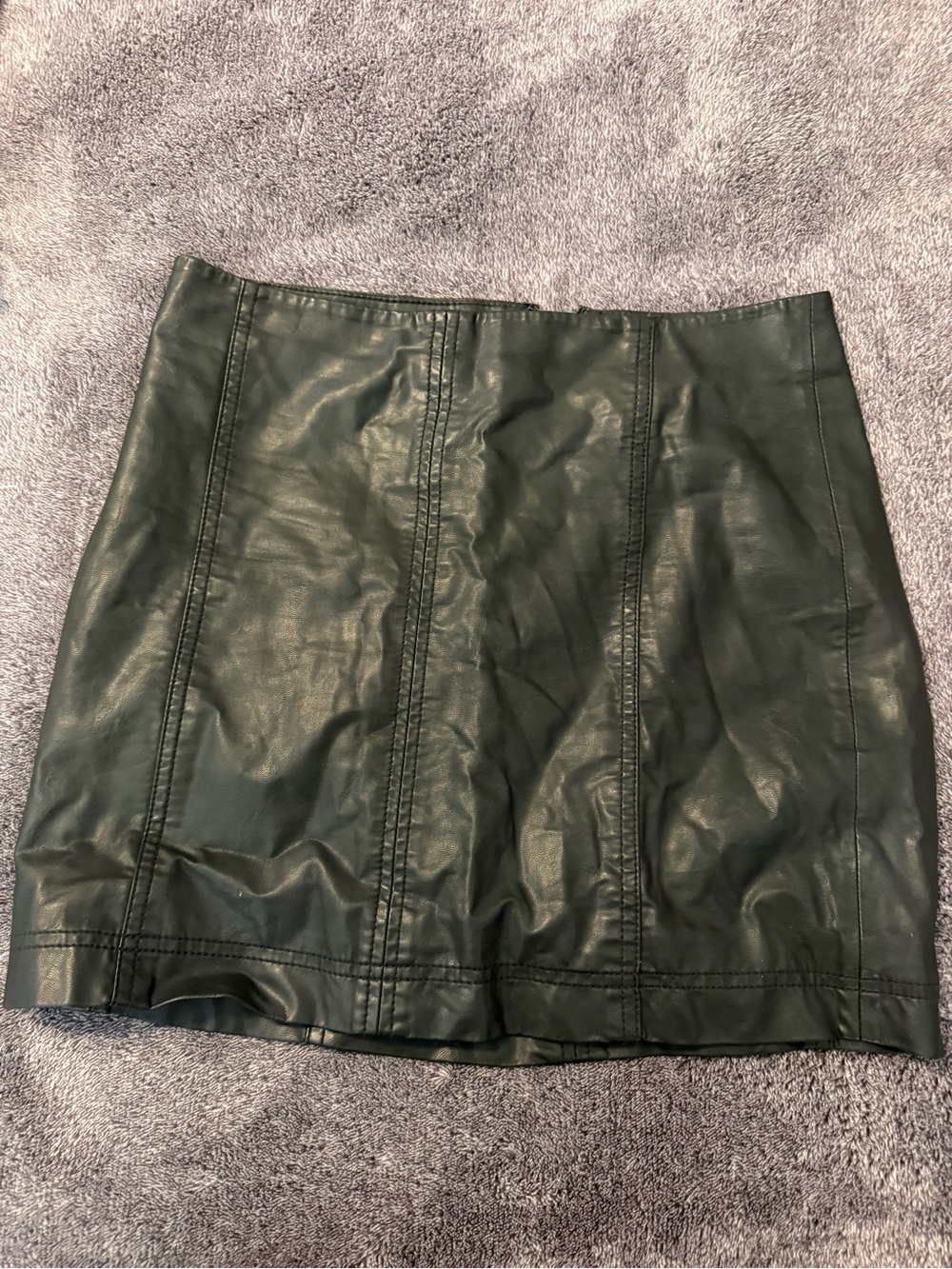 Faux Leather Dark Green Mini Skirt - free people